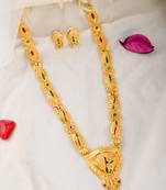 Gold plated ethnic long temple jewellery set