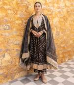 Black zari embroidered anarkali set