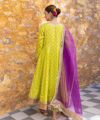 Lime green gota embroidered anarkali set 5