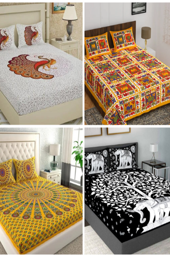 100% cotton double bedsheets set of 4 with 8 pillow covers (90x100 inch)