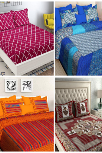 100% cotton double bedsheets set of 4 with 8 pillow covers (90x100 inch)