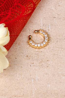 Festive Gold Plated White Stones Septum Nose Ring 1