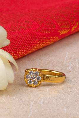 Minimal Gold Plated Tone Nose Pin With Precious Ad Stone 1