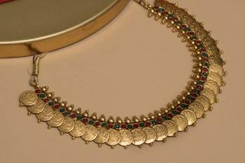 gold laxmi coin necklace set 2