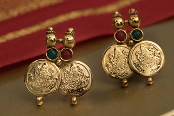 gold laxmi coin necklace set 3