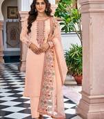 Traditional Peach Georgette Straight Suit
