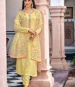 Traditional Yellow Georgette Straight Suit