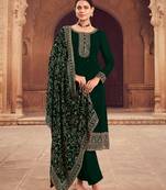 New Dark Green Georgette Straight Suit For Women