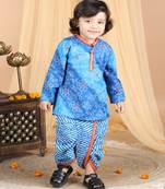 Kidcetra Bandhini Kurta with Leheriya dhoti - Blue