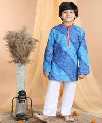 Kidcetra Bandhini Kurta with Pajama - Blue 1