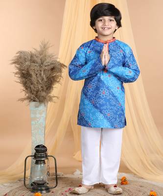 Kidcetra Bandhini Kurta with Pajama - Blue 2