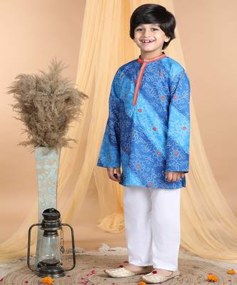 Kidcetra Bandhini Kurta with Pajama - Blue 3