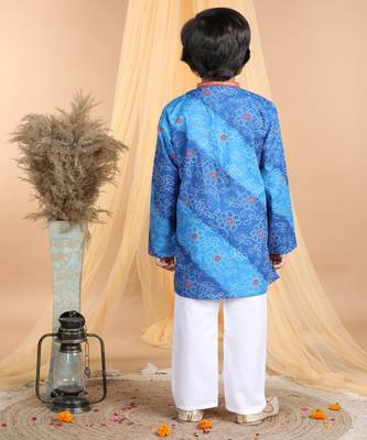 Kidcetra Bandhini Kurta with Pajama - Blue 4