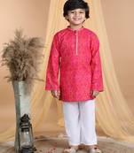 Kidcetra Bandhini Kurta with Pajama - Pink