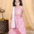 Kidcetra Cotton Lehenga with a Sleevless Crop Choli and Contrast dupatta - Pink