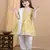 Kidcetra Floral Anarkali kurta set with contrast dupatta - yellow