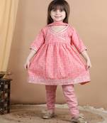 Kidcetra  Anarkali kurta set with matching dupatta - Peach