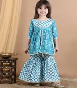 Kidcetra Kurti with Sharara set- Blue