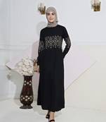 Length 58  | Dark Night Embroidered Abaya | Silk Route 