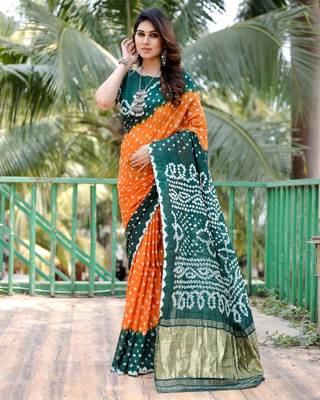 MUSTERD BEAUTIFUL BANDHEJ PRETTY SAREE 1