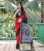 BLACK BEAUTIFUL BANDHEJ PRETTY SAREE