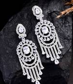 Cz dangle silver plated earring