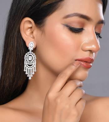 Cz dangle silver plated earring 2