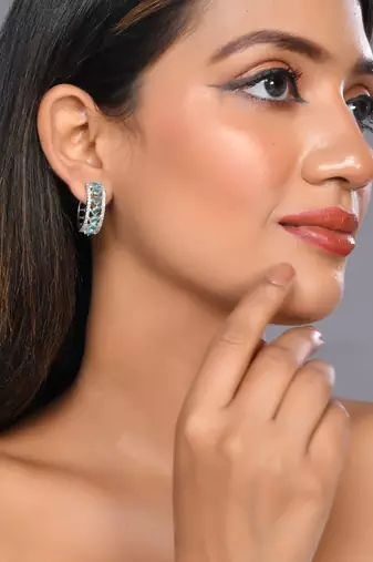 Silver plated ad hoop earring