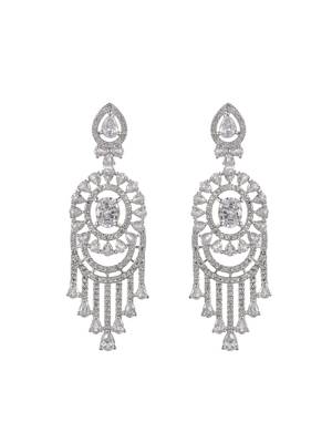 Cz dangle silver plated earring 3