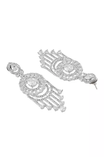 Cz dangle silver plated earring