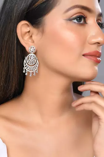 Silver plated dangle ad earrings