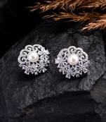 Silver plated stud american diamond earring