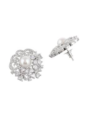 Silver plated stud american diamond earring 3