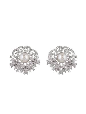 Silver plated stud american diamond earring 4