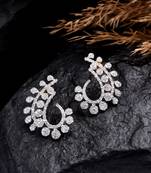 Half hoop stud american diamond earrings