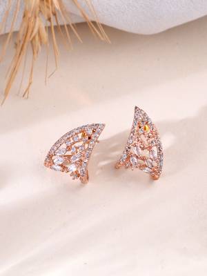 Rose gold plated stud diamond earring 1