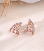 Rose gold plated stud diamond earring