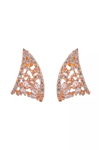 Rose gold plated stud diamond earring