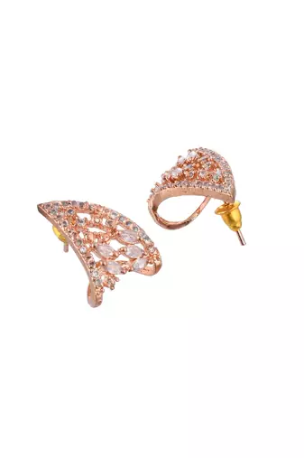 Rose gold plated stud diamond earring