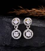 Silver plated american diamond drop earring