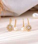 Gold plated pearl ad hoop earring