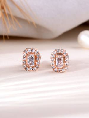 Rose gold american diamond stud earring 1