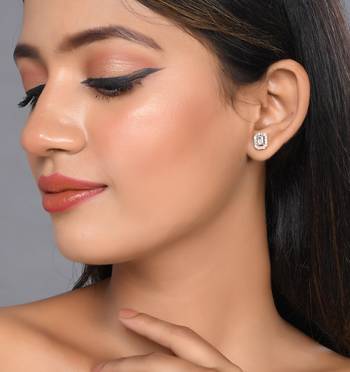 Rose gold american diamond stud earring 2