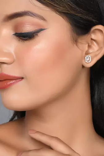 Rose gold american diamond stud earring