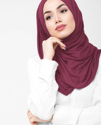 Hijab | Rumba Red Viscose Jersey Scarf | Silk Route 1