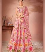 EILARA WOMEN'S PINK GEORGETTE PREMIUM SEQUANCE AND MULTI THREAD WORK OCCASION WEAR LEHENGA CHOLI