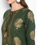 Women Olive Green Kurta Set with Palazzos