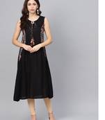 Women Indo-Western A-line Black Kurti