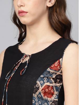 Women Indo-Western A-line Black Kurti 3