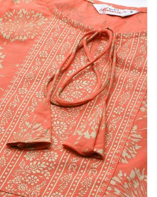 Women Peach Ethnic Printed Kurta and Palazzo Set 4